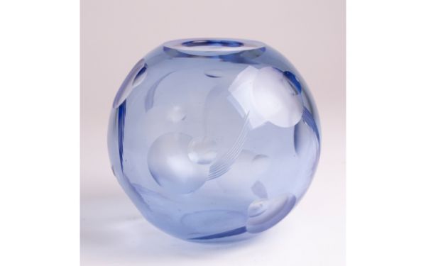 Art Deco Cut Crystal Globe Vase